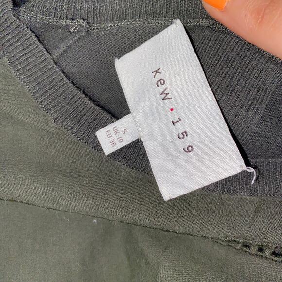 Kew 159 Gray Embroidered Short Sleeve Eyelet Lattice Top Women's Size Small - Picture 4 of 5